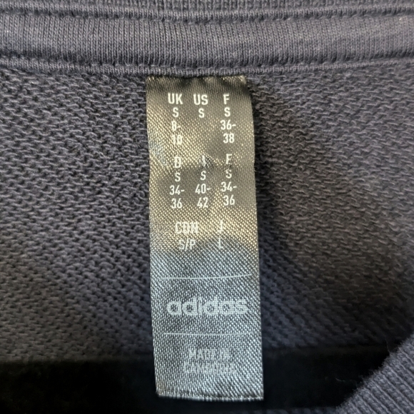 Adidas Women's 3-Striped Floral Print French Terry Sweatshirt Blue - Picture 8 of 9